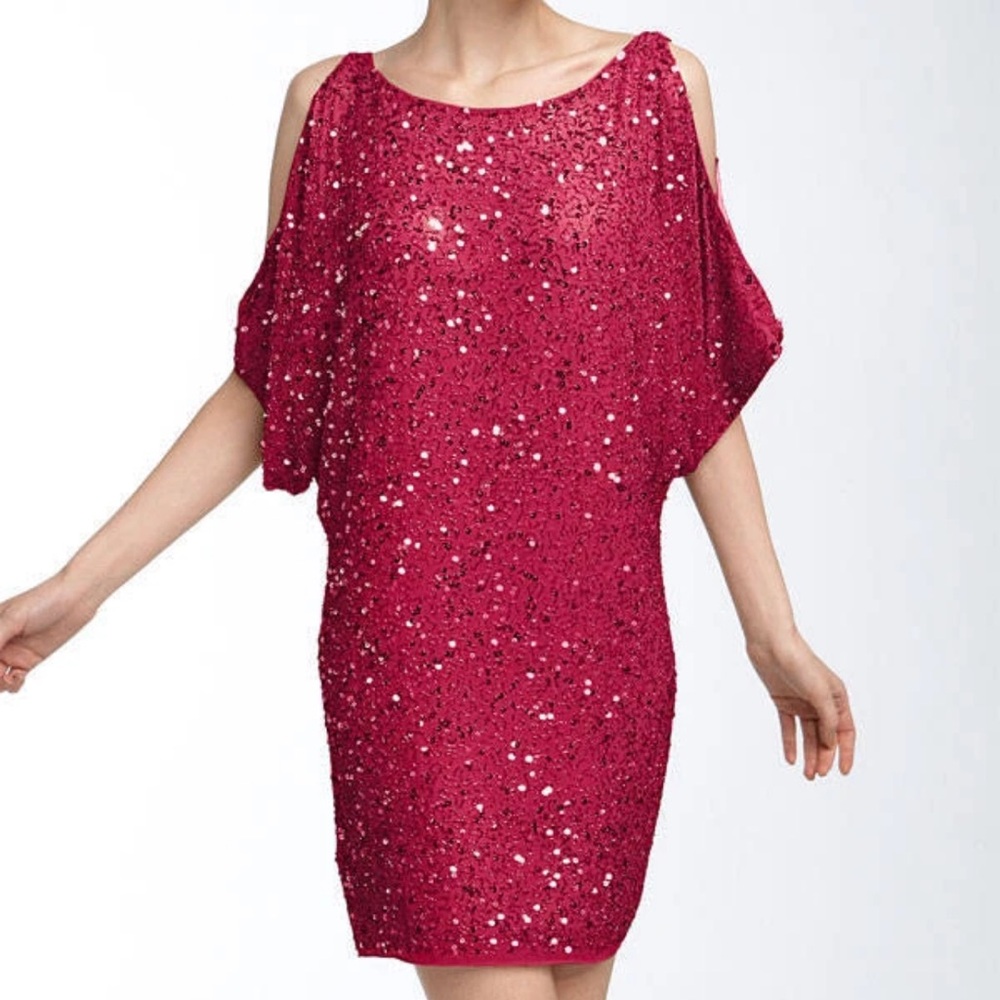 Aidan Mattox “Cold-Shoulder” Red Cocktail Dress